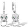 Namana Orecchini Pantera per Donna e Ragazza, Orecchini Donna in Argento 925 con Pietre Verdi e Zirconi Bianchi, Orecchini Pendenti Donna in Argento Sterling con Pantere
