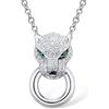 namana Collana Con Ciondolo A Pantera In Argento Sterling 925 Con Pietre Verdi E Zirconi Cubici AAA, Collana Da Donna Placcata Rodio Con Confezione Regalo
