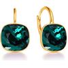 MŚ 1997 MENNICA ŚWIDNICKA Square Stupendi orecchini con comoda chiusura realizzati in argento sterlina 925 placcati con oro a 24 carati regalo per la Festa della Mamma, compleanni, onomastici o anniversari (Emerald)