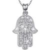 Aniu Collana da Donna in Argento Sterling 925 con Ciondolo a Forma di Mano di Fatima con Cristalli Austriaci, Regalo di Protezione, Fornito in Confezione Delicata (silver)