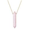 COAI Pendente Barra Esagonale in Quarzo Rosa, Collana Pendente Unisex Catena Lunga in Acciaio Inox