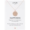 LUUK LIFESTYLE Collana filigrana con fiore della vita portafortuna Ciondolo in Acciaio Inossidabile e carta HAPPINESS, Gioielli Donna, Amicizia, Amore, Regali per Lei, Madre, Oro rosa (50cm c.)