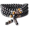 COAI Bracciale Collana 108 Perle Mala in Onice e Occhio di Tigre, Rosario Tibetano Unisex