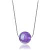 COAI Collana da Donna con Catena in Argento Placcato Platino e Ciondolo Sfera in Pietre Naturali Ametista, Collana Ametista da Donna Stile Minimalista e Fine