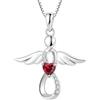 FJ Collana da donna con angelo custode in argento Sterling 925, ciondolo infinito, collana con pietra di nascita, zirconia cubica, regali di gioielli per donna e ragazza, Taille du pendentif: 20,5 *