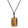 COAI Pendente in Occhio di Tigre con Tigre Intarsiata, Collana Pendente Unisex Laccio Regolabile