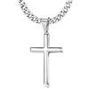 Chriscoco Collana Croce Uomo Donna Argento Sterling 925 5MM Acciaio Inossidabile Catena Cubana con Ciondolo Croce Collana Argento Uomo