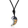 COAI Pendente Unisex Magatama in Ossidiana Intarsiata Oro con Totem Animale Drago, Collana Regolabile con Ciondolo Giapponese