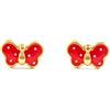 Monde Petit Orecchini per bambini rossa farfalla - oro giallo 9k (375)