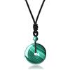 COAI Collana Unisex con Ciondolo Ciambella Ping'a Kou in Malachite, Collana Malachite Pendente Pietra Naturale con Laccio Regolabile per Uomo e Donna