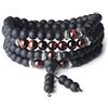 COAI Bracciale Collana 108 Perle Mala in Onice Opaca e Occhio di Tigre Rosso, Bracciale Tibetano da Preghiera in Pietre semi-preziose