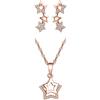 CPSLOVE Collane e Orecchini con stella da donna, Parure di gioielli in argento 925, Collana ciondolo stella, Catena da 45cm, Orecchini a stella, Zircone intarsiato, Oro rosa