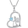 FJ Collana Cuore Angelo Custode Argento 925 Collana con Ciondolo Ala d'Angelo Collana Marzo Pietra Portafortuna Acquamarina Gioielli Regalo per Donna