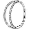 OUFER Body Piercing Helix Earrings Hoop Double Line Clear CZ Paved Septum Ring Cartilage Earrings 16G 316L Stainless Steel Daith Earring Helix Piercing Jewellery