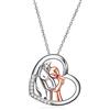 YFN - Collana con ciondolo a forma di cuore con motivo ragazza che abbraccia un cavallo, in argento Sterling 925, idea regalo per donne e ragazze