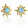 Namana Orecchini Raggio di Sole con Opale. Orecchini Placcati in Oro 14 carati con Opali con Delicata Finitura in Oro Spazzolato. Mini Orecchini con Perno, Senza Nickel e Piombo.