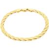 CARISSIMA Bracciale da donna in oro giallo 9 ct con catena spina di pesce intrecciata, 18 cm