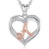 INFUSEU A Collana Pendente, Lettera A-Z Alfabeto Capitale Gioielli Doppio Cuore Iniziale Senza Collo Cubic Zirconia CZ per Donne Regali Romantici, Catena da 20 Pollici