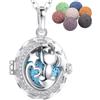 INFUSEU Collana Diffusore Gatto, Oli Essenziali Ciondolo Gatto Placcato Argento Aromaterapia Gioielli Donna Collane Lunghe Donna con 7PC Lava Pietre e Catena 24, Regali per Signora