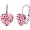 SILVEGO Orecchini in Argento 925 Cuore Rosa con Swarovski® Cristalli