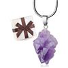 COAI Collana da Donna in Acciaio Inox con Ciondolo di Ametista Grezza Naturale, Collana Ametista Grezza da Donna