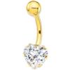 Monde Petit Piercing per ombelico cuore zirconi - oro giallo 18k (750) - Scatola Regalo - Certificato di garanzia