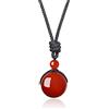 COAI Collana Unisex con Pendente Sfera Perla in Agata Rossa