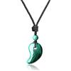 COAI Collana Pendente Unisex con Ciondolo Giapponese Magatama dei Tre Sacri Tesori in Malachite
