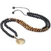 COAI Collana 108 Perle Mala con Amuleto Albero della Vita, Collana Regolabile in Ossidiana e Occhio di Tigre