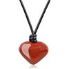 COAI Collana da Donna con Cordino di Pelle e Pendente Cuore in Diaspro Rosso