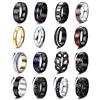 ADRAMATA 16 Pezzi Anello Uomo - Set Ansia Anelli Cool Band Anello Spinner Fidget per Antistress in Acciaio Inox Argento Nero