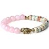 COAI Bracciale da Donna in Quarzo Rosa e Variscite con Elefante, Bracciale Yoga Bilanciamento Reiki