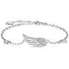 Billie Bijoux 925 Bracciale donna in argento sterling con ala d'angelo regolabile Bracciale con diamanti placcato oro bianco alla caviglia Regalo donna (A-silver)