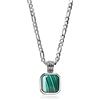 COAI Collana da Donna con Catena Figaro in Acciaio Inox con Ciondolo Quadrato in Malachite