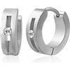 Zense - Orecchini da uomo in acciaio con diamante CZ a cerchio ZE0003