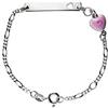 AKA Gioielli - Bracciale Targhetta Identificativa Bambina Argento 925 con Cuore Rosa, Idea Regalo