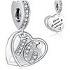 NINGAN 16 Numero significativo di ciondoli per Pandora Charm 925 Ciondoli in argento Collana con perline, Charm pendente per compleanno Anniversario Festa della mamma