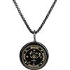 COAI Collana in Acciaio Inox con Ciondolo Sigillo di San Michele in Ossidiana Inciso a Laser, Collana Pendente Unisex in Pietre Dure