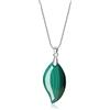 COAI Collana da Donna in Argento Sterling con Ciondolo Foglia in Malachite Naturale