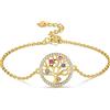 kanisee Bracciale Donna Albero Della Vita Gioielli in Argento 925 con Cristalli, Idee Regalo Donna Originale per Mamma Festa Della Mamma (Gold)