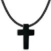 COAI Pendente Croce Unisex in Ossidiana Nera, Laccio in Pelle
