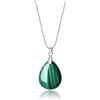 COAI Collana da Donna con Ciondolo a Forma di Lacrima in Malachite, Catena Serpente in Acciaio Inox