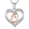 INFUSEU Collana Con Cuore, Lettera O Girocollo Donna Alfabeto Oro Rosa A-Z Collane Ciondolo Cubic Zirconia CZ Ciondoli Per Collane Mamma Femmina