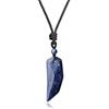 COAI Collana da Uomo con Pendente Dente di Lupo in Sodalite Blu, Collana Sodalite Ciondolo Pietra Naturale Cordino Regolabile Unisex