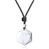 COAI Collana Pendente con Esagono in Howlite, Collana Regolabile con Ciondolo in Pietre Benefiche