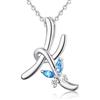 EUDORA Harmony Ball EUDORA Collana a farfalla iniziale in argento sterling 925 con lettera dell'alfabeto Collane con ciondolo personalizzato con zirconi blu per donna, ragazza, madre, gioielli, catena da 45 cm