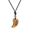 COAI Collana Unisex con Pendente Giapponese Magatama dei Tre Tesori Sacri in Occhio di Tigre, Collana Occhio di Tigre Ciondolo Pietre Naturali con Laccio Regolabile per Uomo e Donna