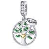Dalaran, charm in argento Sterling 925 per braccialetto, albero genealogico, foglie, fiore a forma di cuore, gioiello regalo per la festa della mamma e Argento, mamma, cod. PIRB16JBM1111SV6Y1R