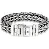 Kuzzoi Bracciale a maglia barbazzale in argento sterling 925 massiccio, ossidato con chiusura a cassetta e logo inciso, larghezza 15 mm, peso 95 g