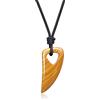 COAI Pendente Dente di Lupo Stilizzato in Diaspro Grana di Legno, Collana Pendente Unisex Laccio Regolabile